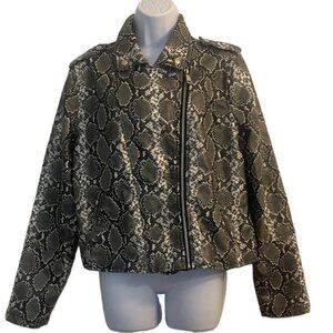 Miss‎ Selfie Women's XL Snake Print Faux Leather Moto Jacket